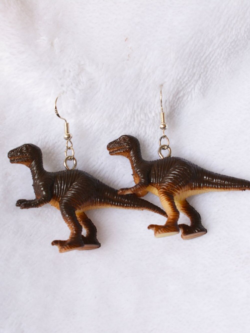 Brown T-Rex Dinosaur Statement Earrings